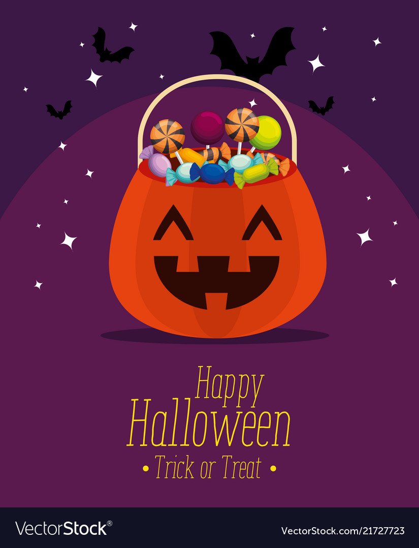 Happy halloween card with pumpkin Royalty Free Vector Image