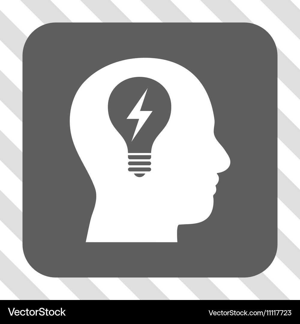 Head bulb rounded square button Royalty Free Vector Image