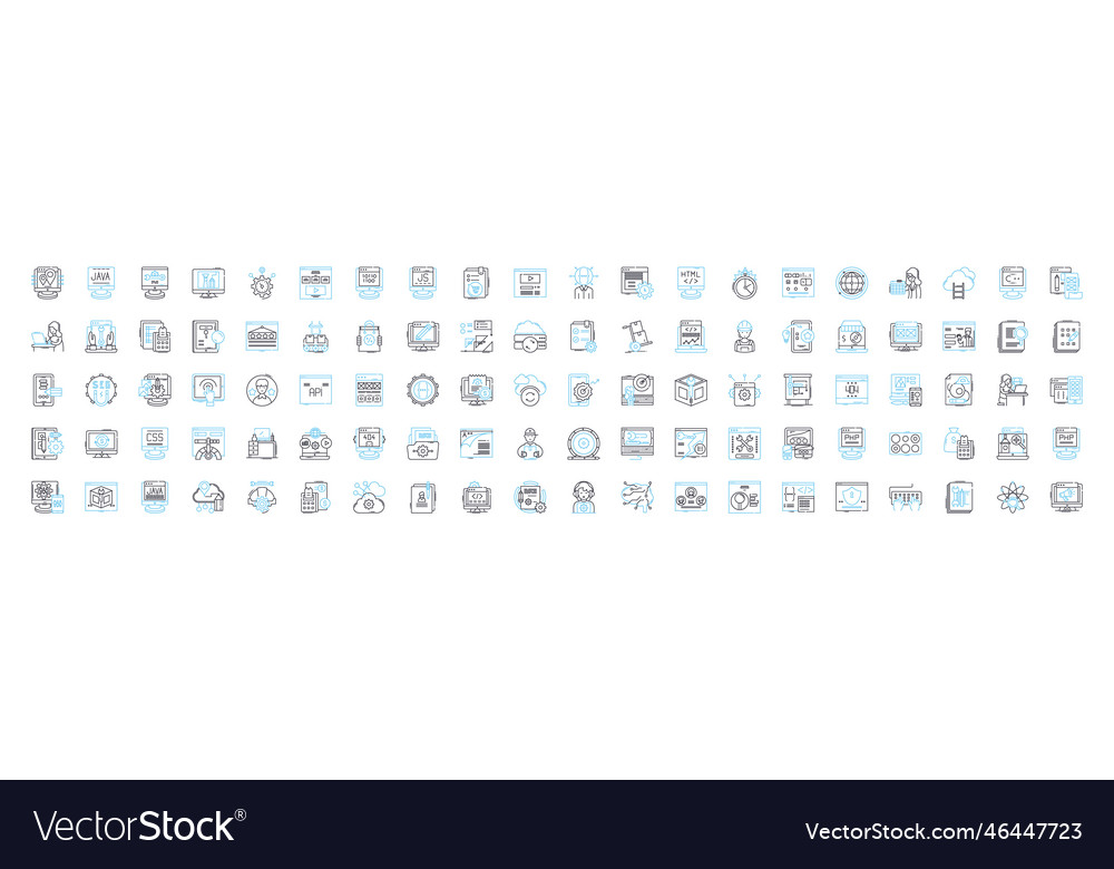 Programming line icons set vector image Programming line icons set