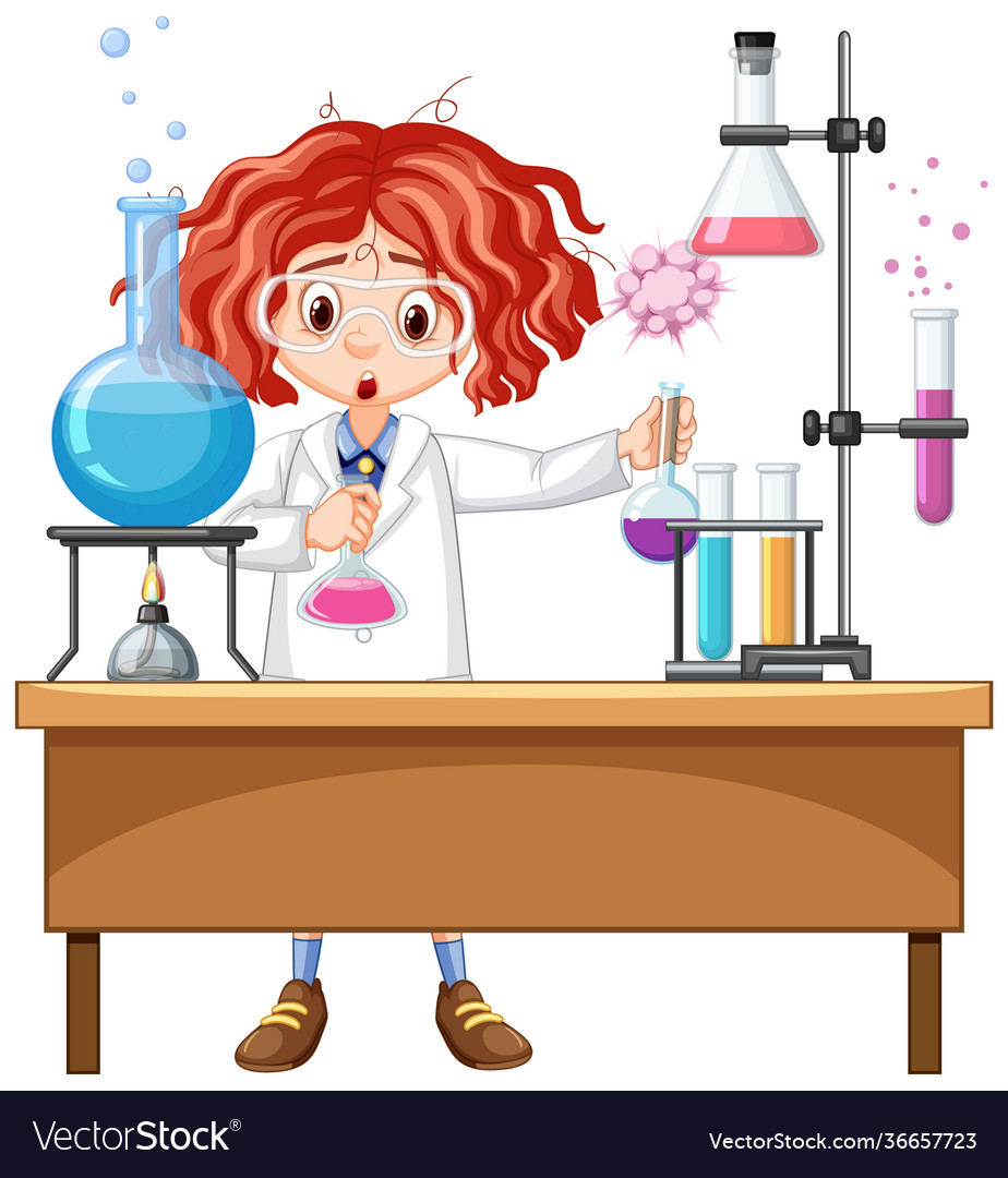 Researcher experiment in laboratory Royalty Free Vector