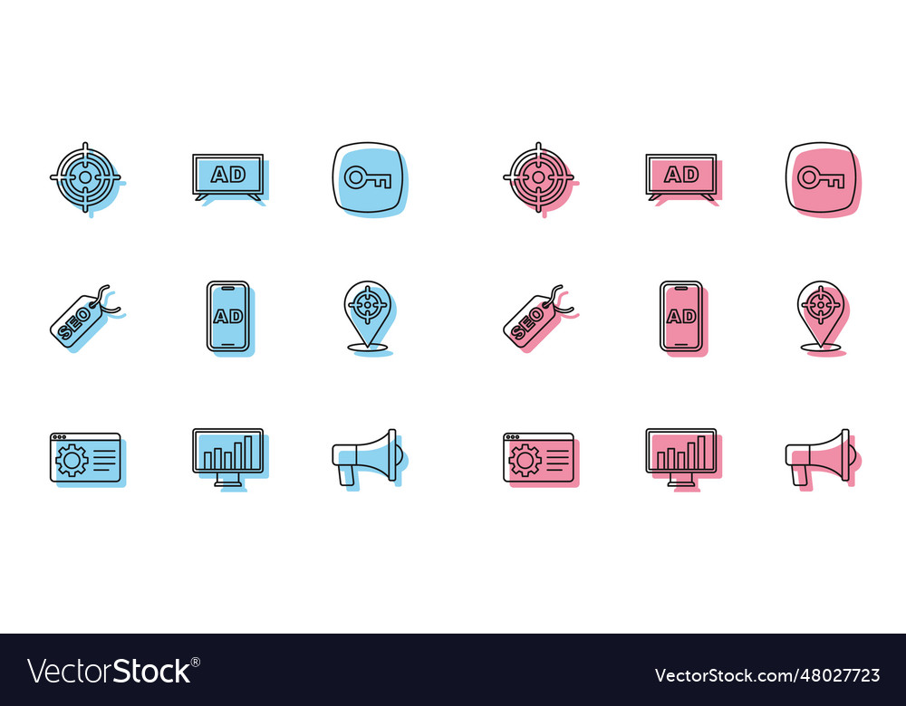 Set line browser setting monitor with graph chart vector image Set line browser setting monitor with graph chart