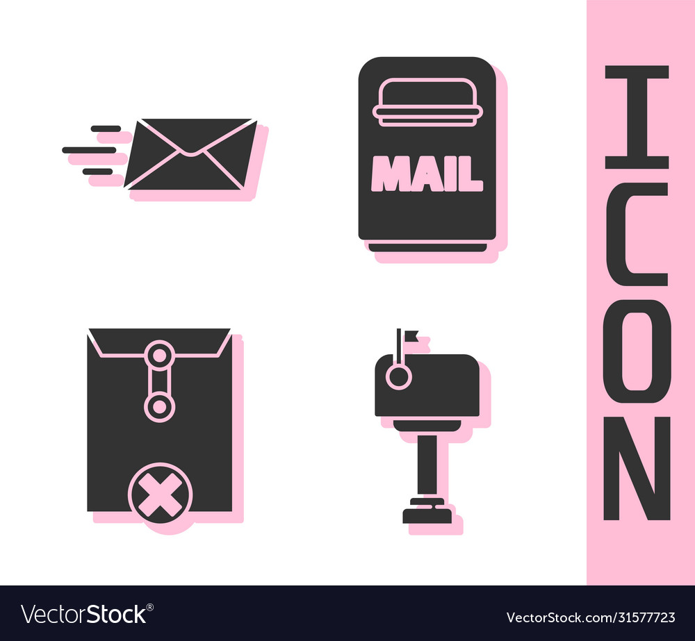 Set mail box express envelope delete vector image Set mail box express envelope delete