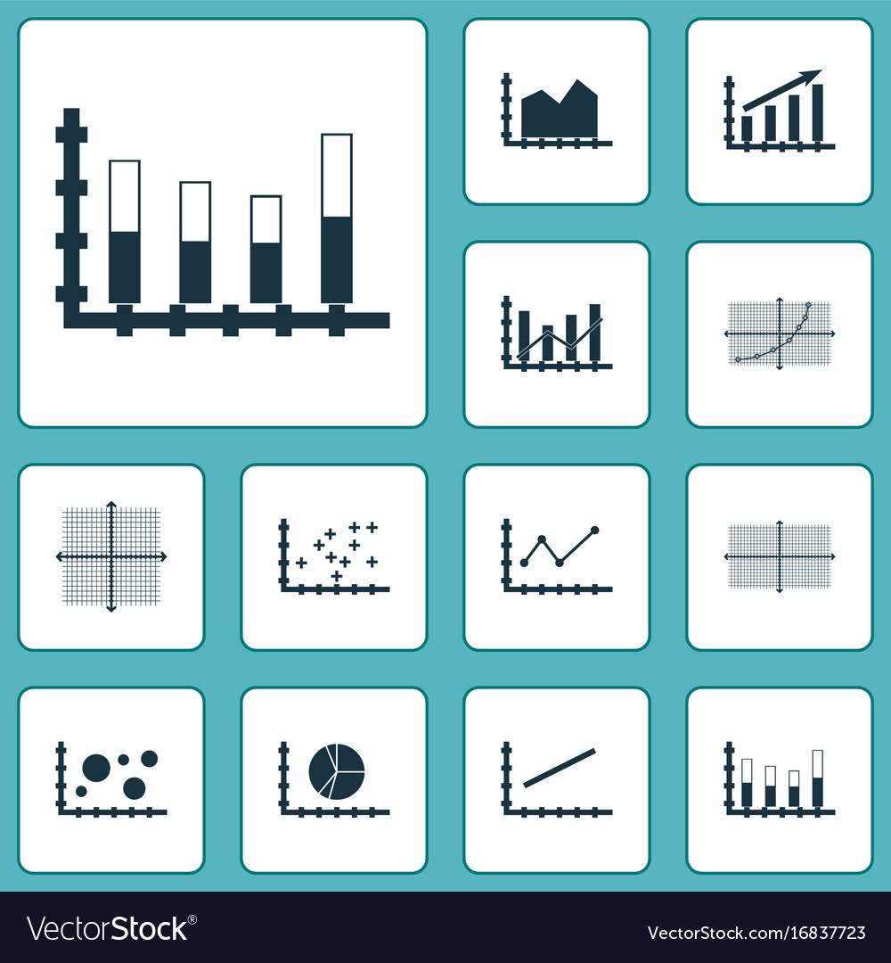 Set of graphs diagrams and statistics icons