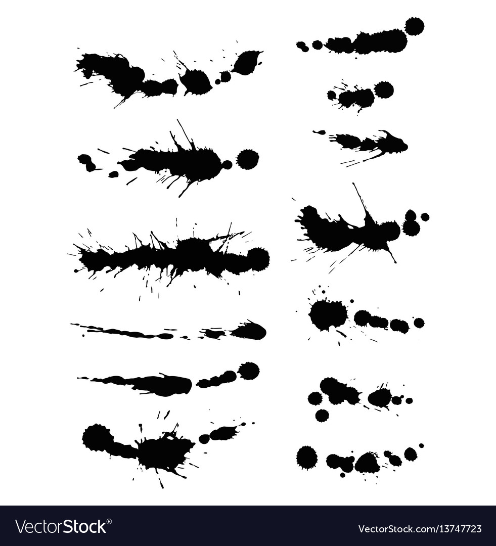 Set of ink splashes blots splatter vector image Set of ink splashes blots splatter