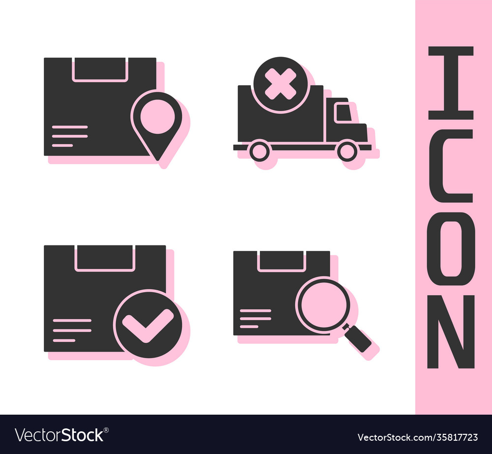 Set search package location with cardboard box vector image Set search package location with cardboard box