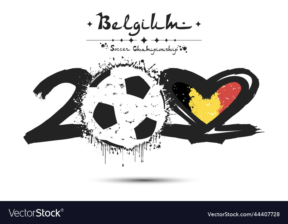 2022 and soccer ball heart with flag of belgium Vector Image