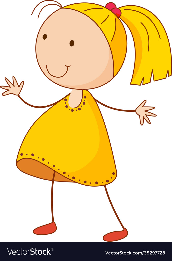 A girl cartoon character in doodle style isolated Vector Image