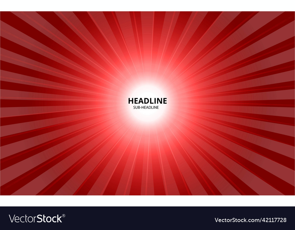 Bright red abstract background with glowing rays