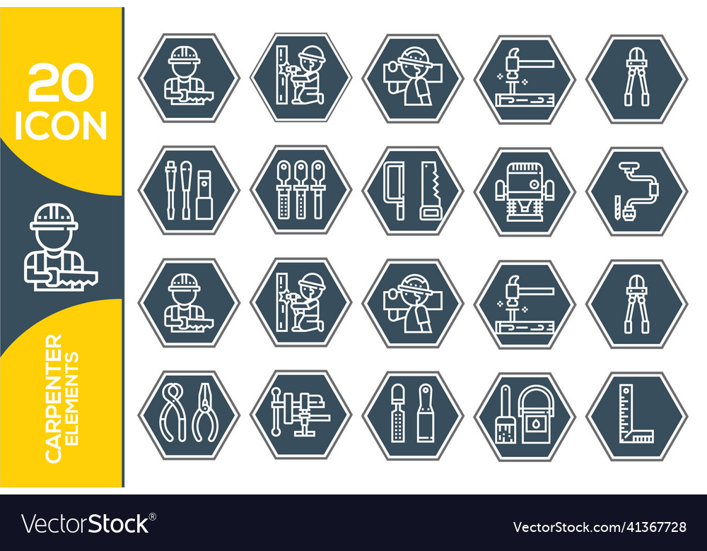 Carpenter elements thin line and pixel perfect Vector Image Carpenter elements thin line and pixel perfect