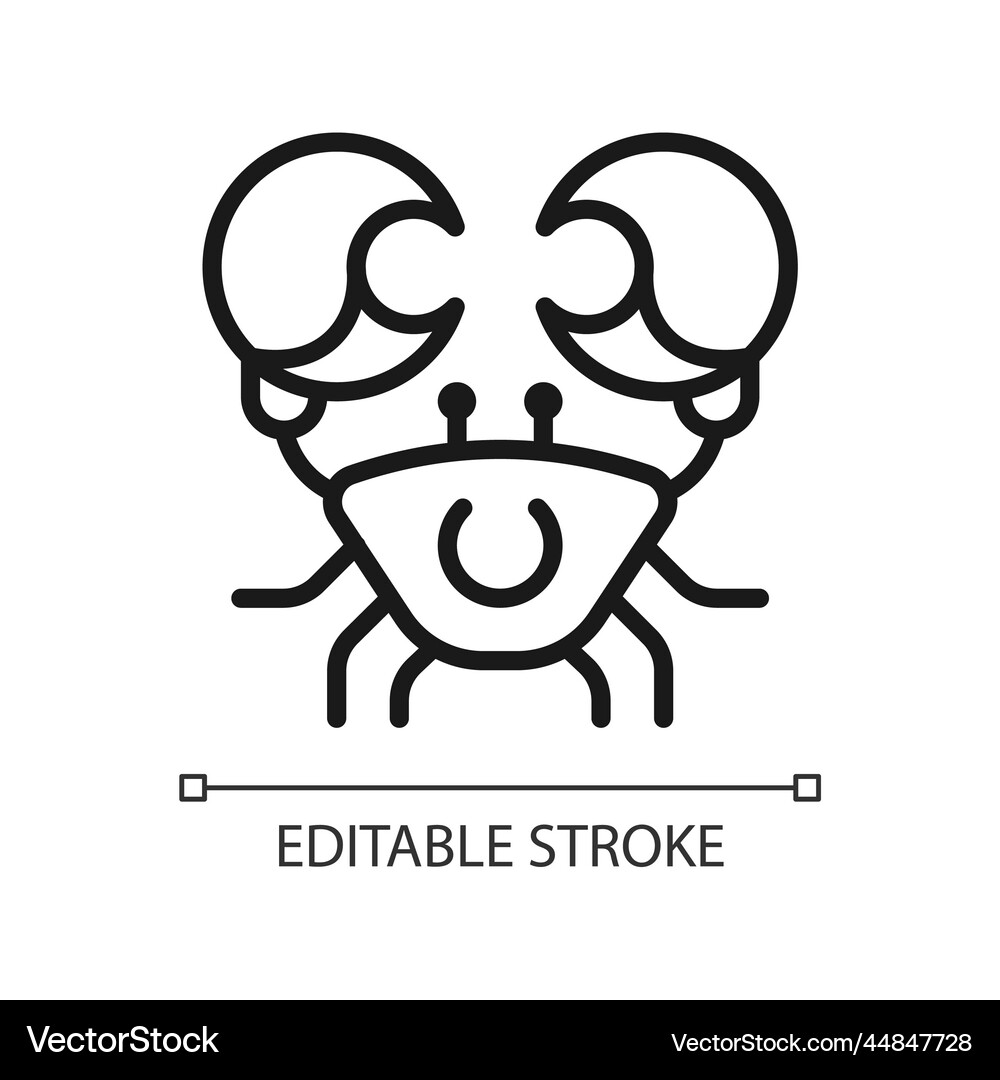Crab pixel perfect linear icon Royalty Free Vector Image