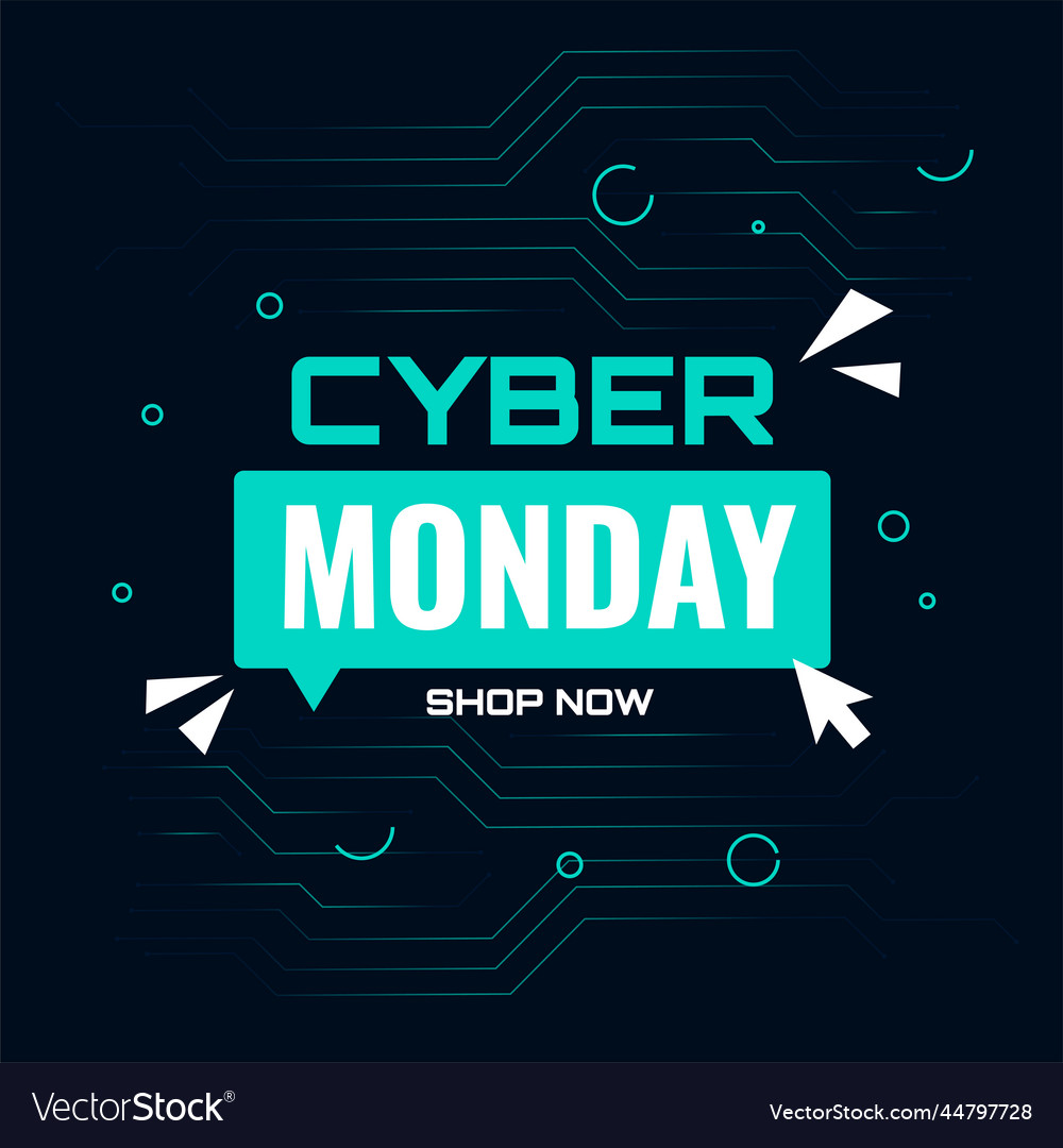 Cyber monday sale shop now tech background Vector Image