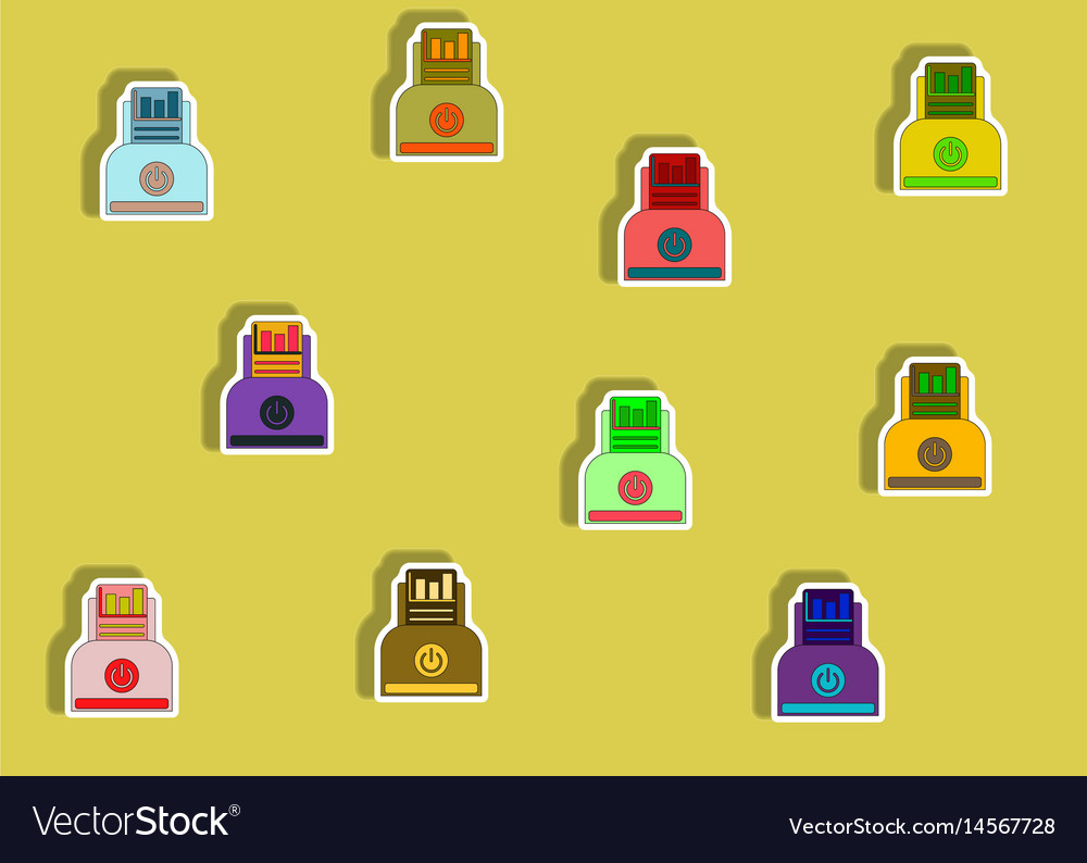 Flat icons set of column chart and printer concept