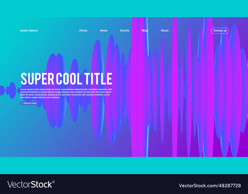 Landing page abstract design with sound wave vector image Landing page abstract design with sound wave