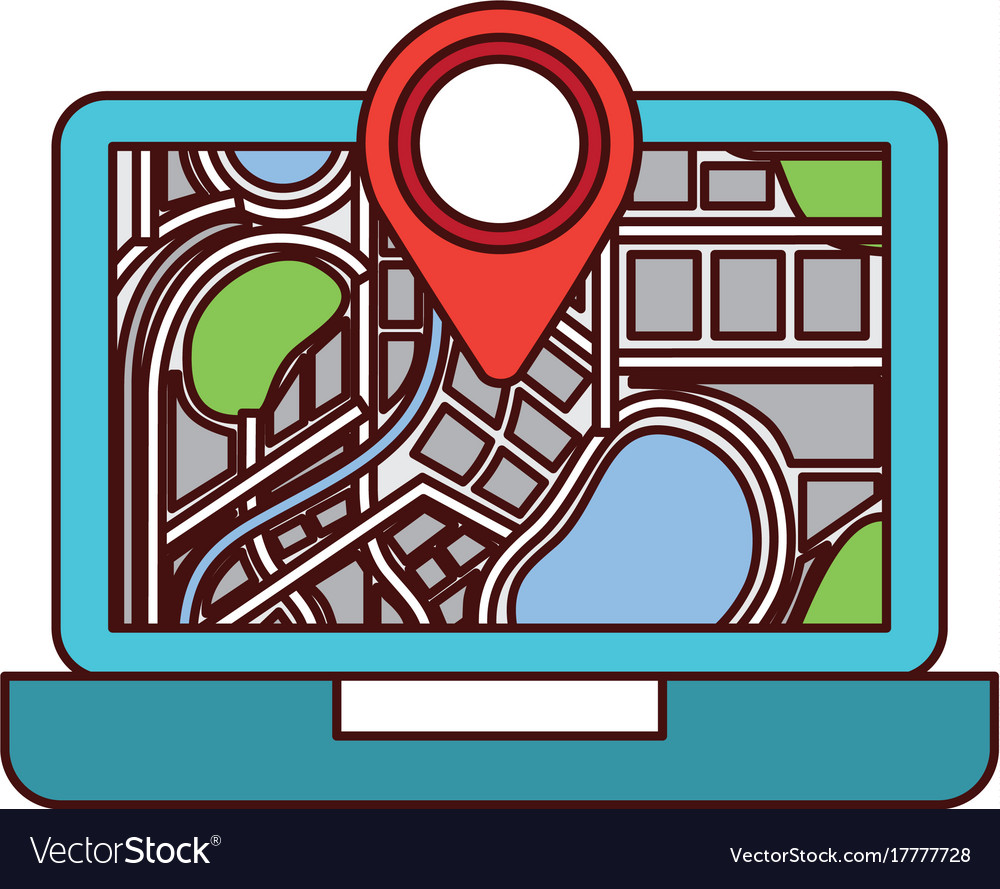 Laptop application technology navigation pin map