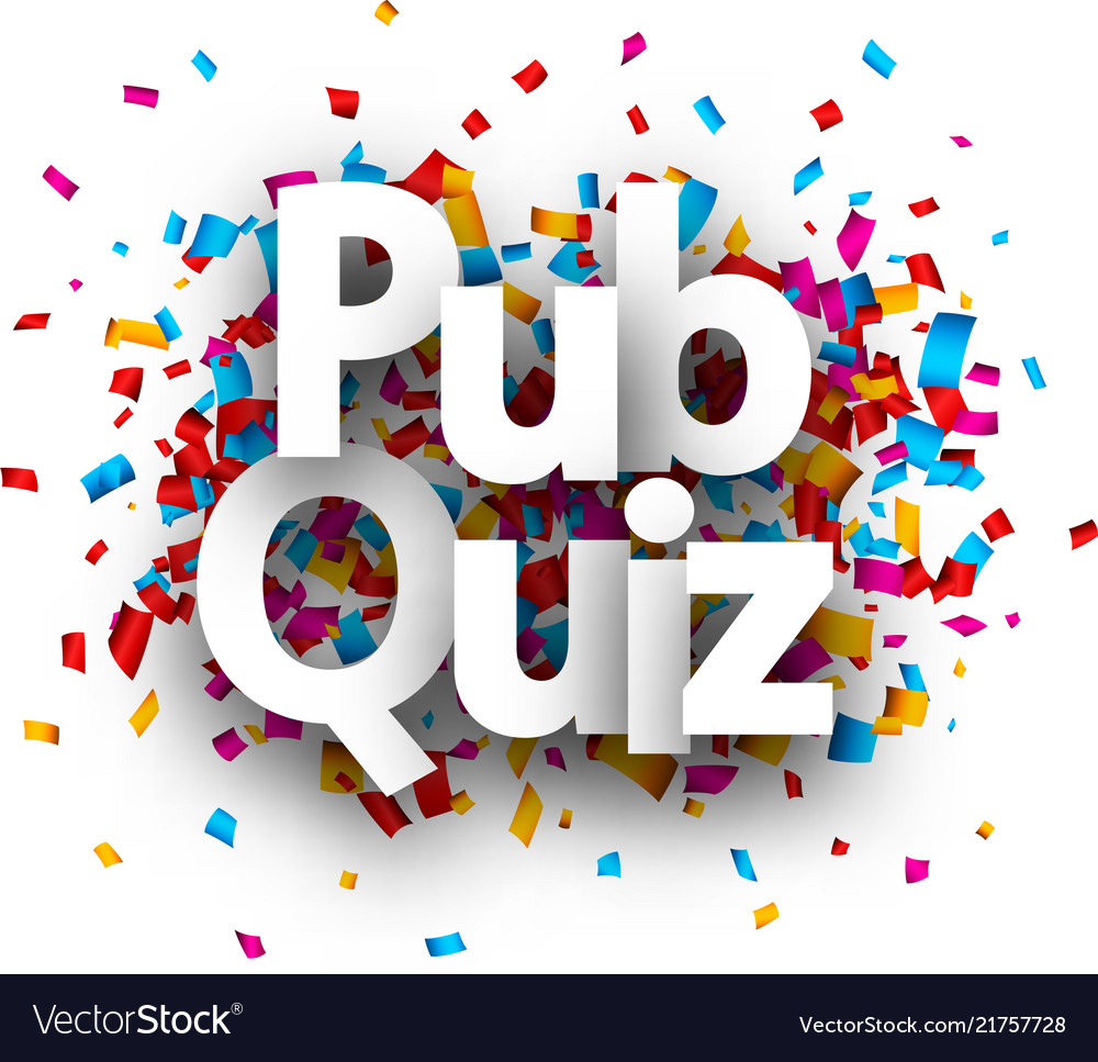 Pub quiz card with colorful confetti Royalty Free Vector