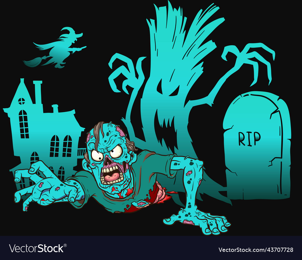 Scary zombie with blood and wound on his body