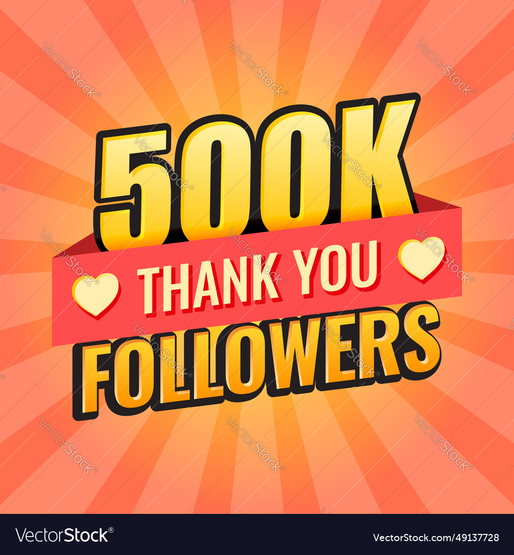 Thank you 500000 followers icon in flat style