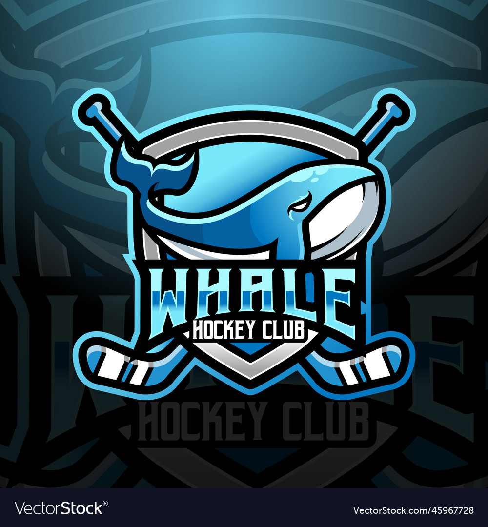 Whale mascot hockey team logo design with modern