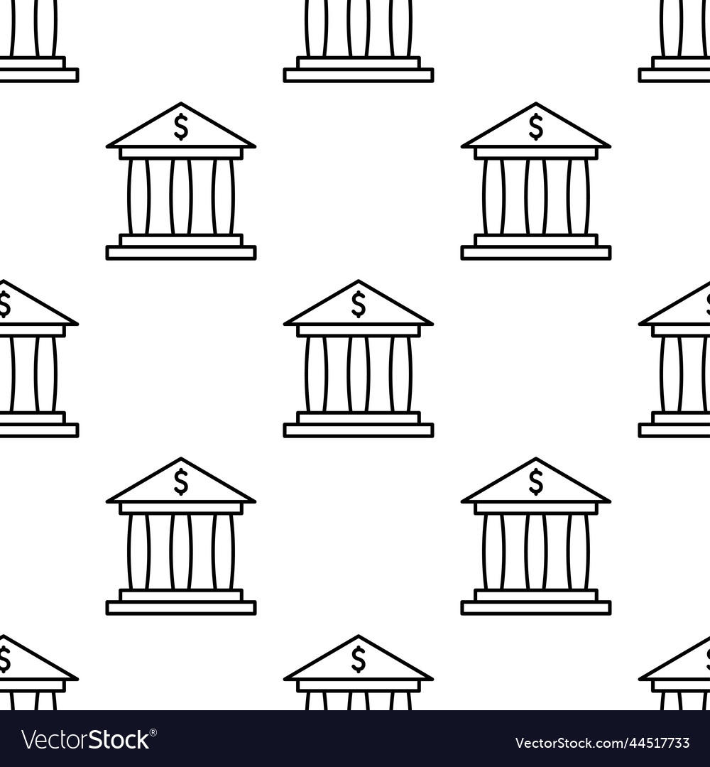 Bank building seamless pattern architecture vector image Bank building seamless pattern architecture