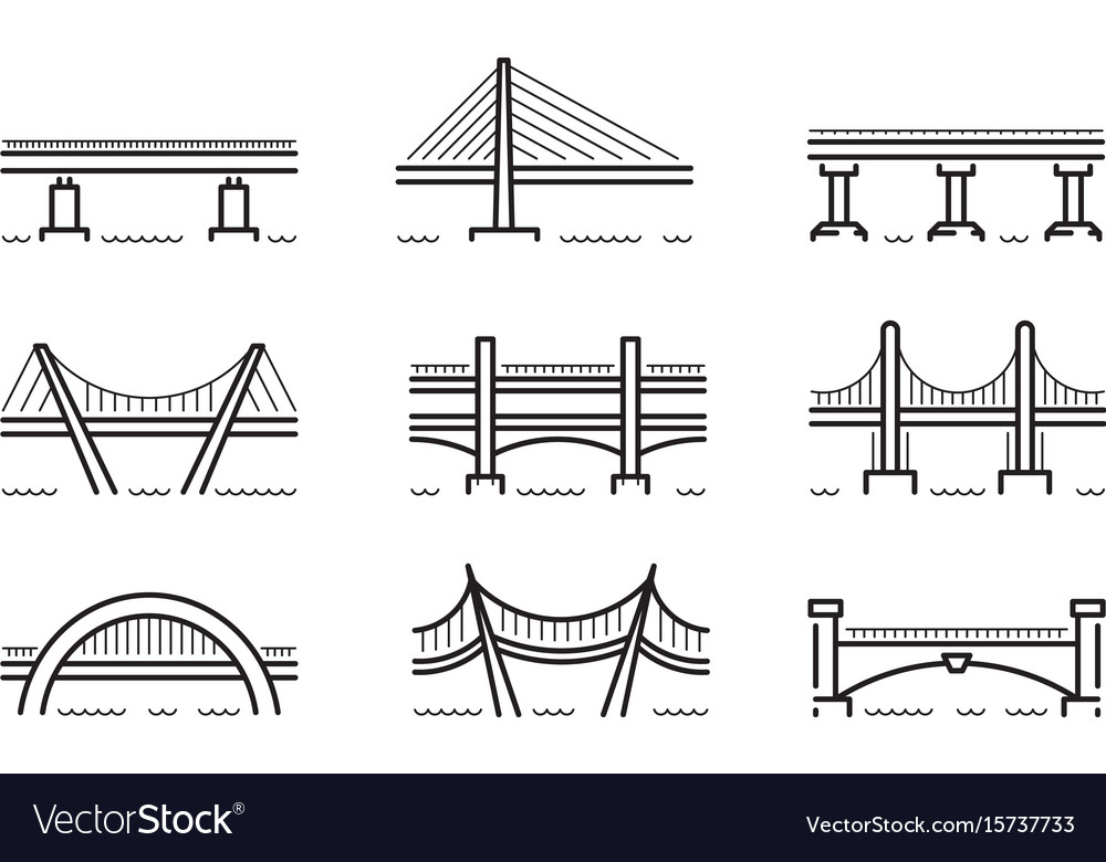 Bridge Icon Set - Linear Style