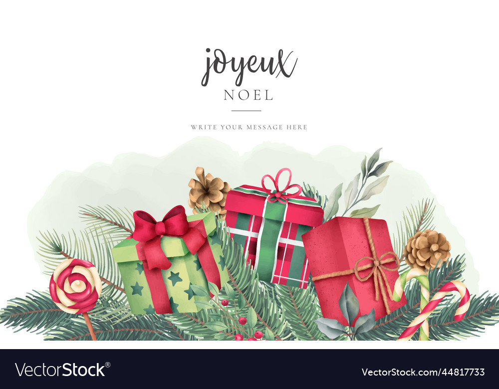 Christmas greeting card with lovely watercolor