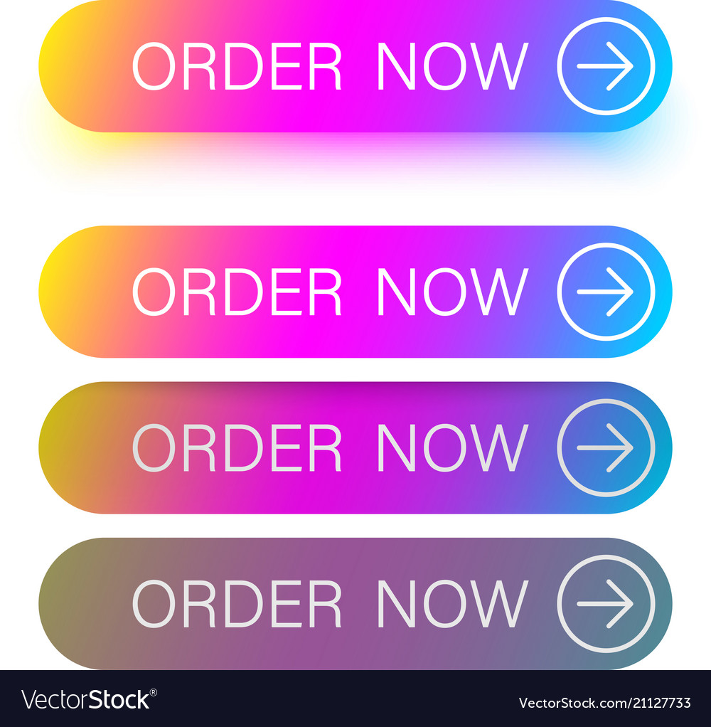 Colorful order now buttons with arrow isolated