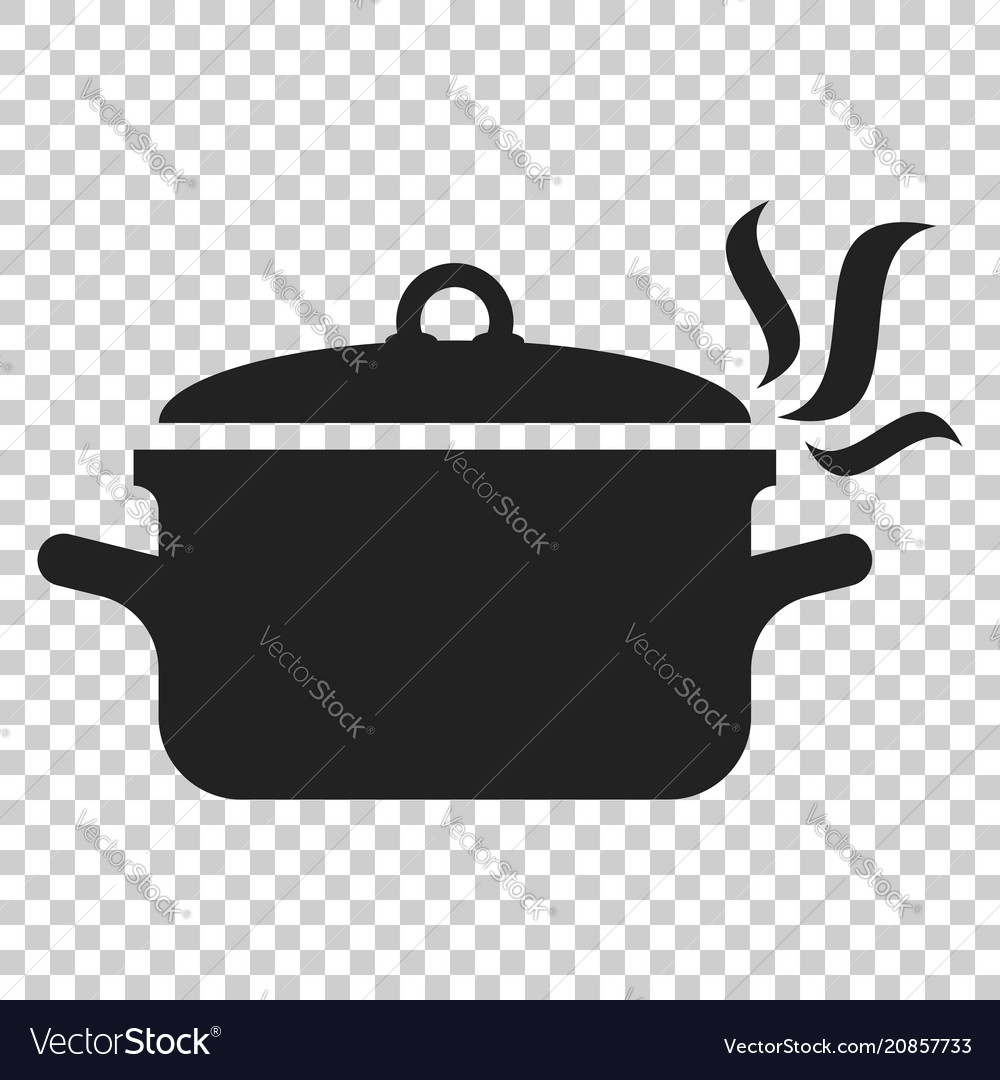 Cooking pan icon in flat style kitchen pot