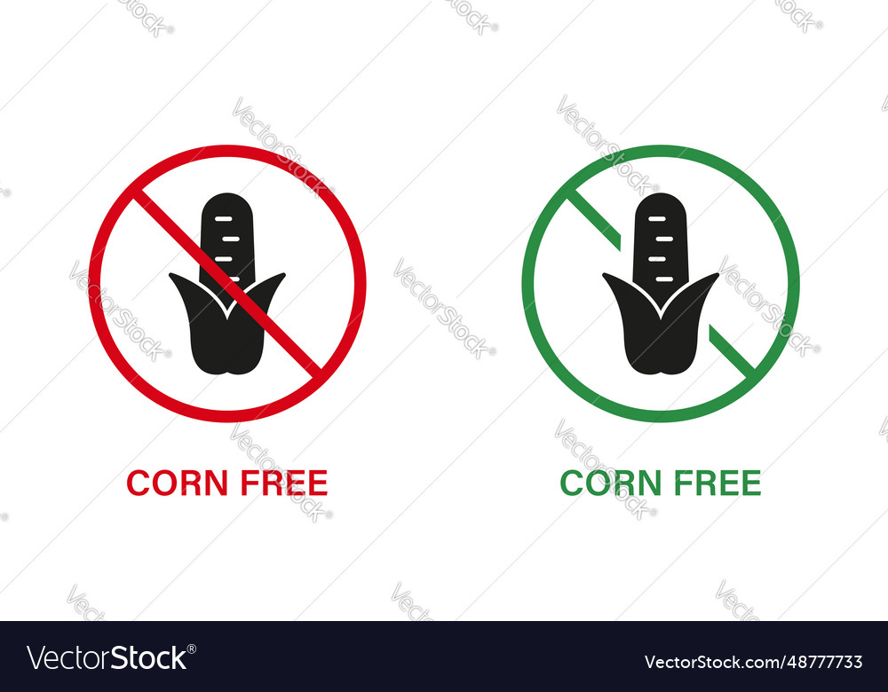 Corn free silhouette icon set cob maize allergy