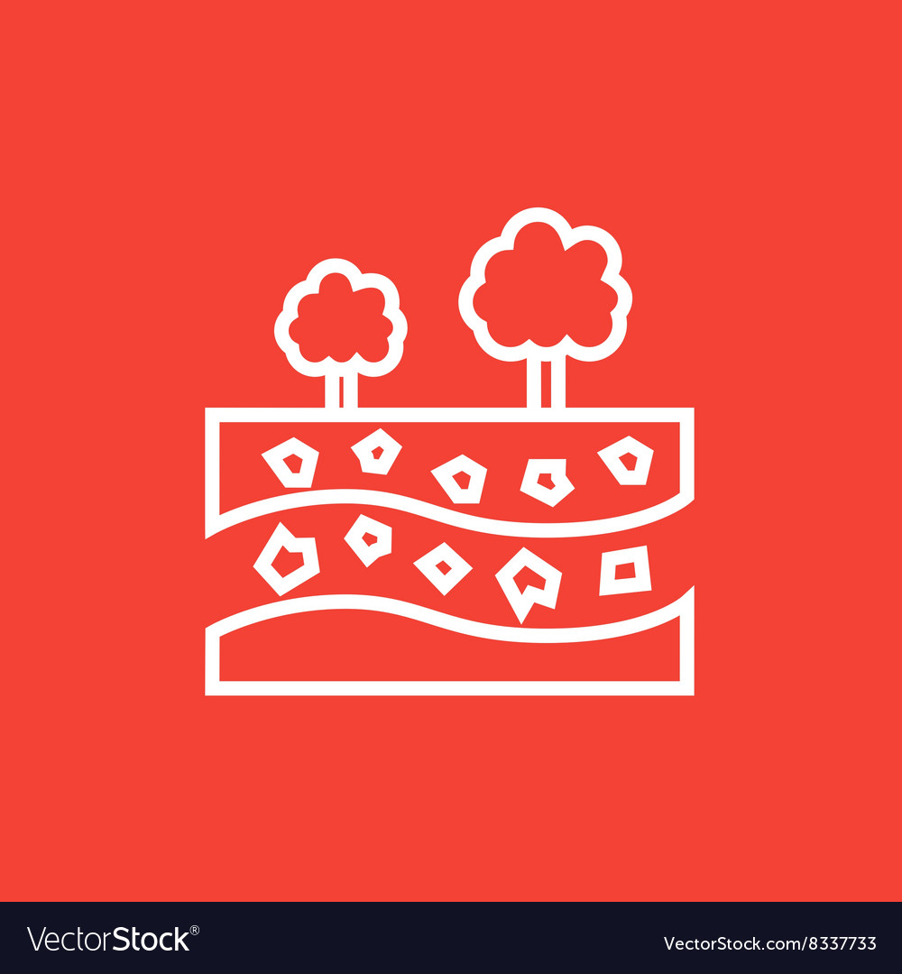 Cut of soil with different layers and trees on top