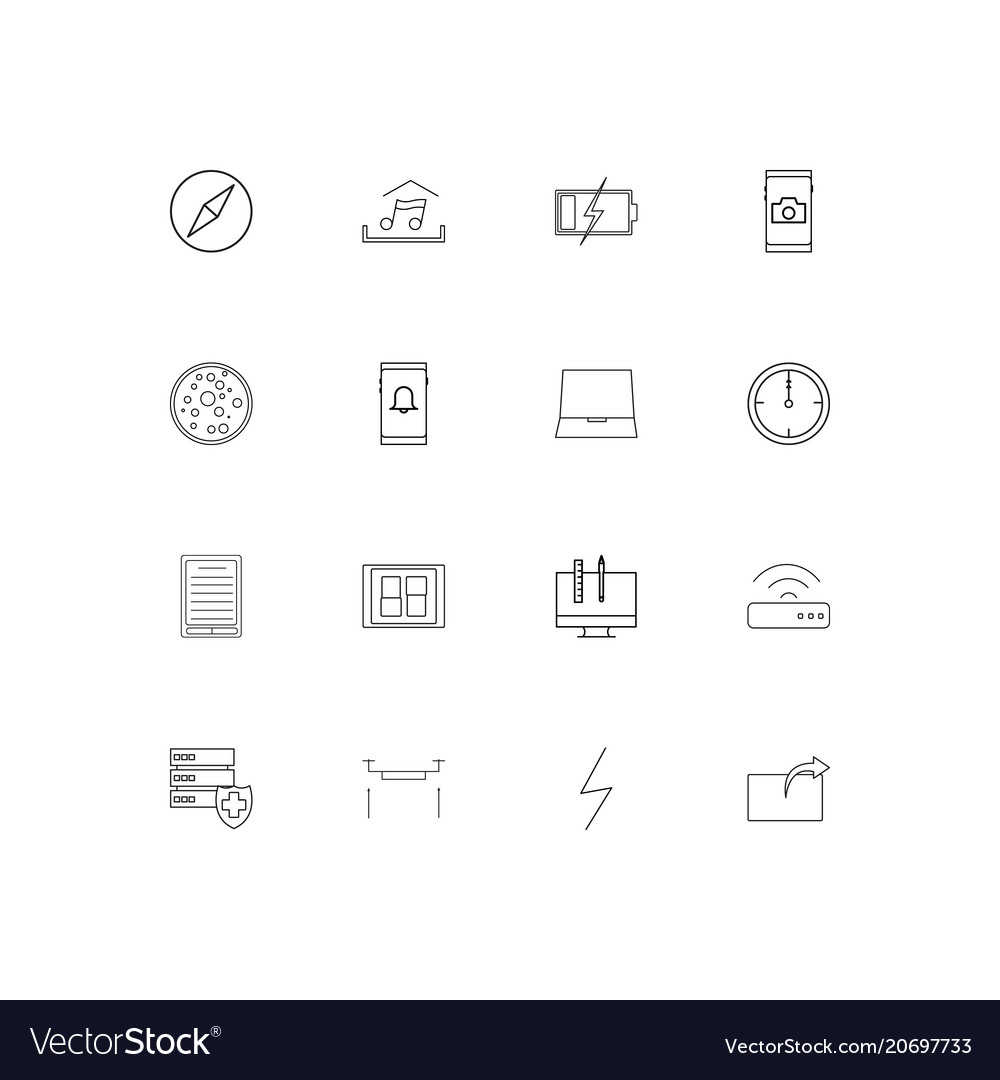 Devices simple linear icons set outlined