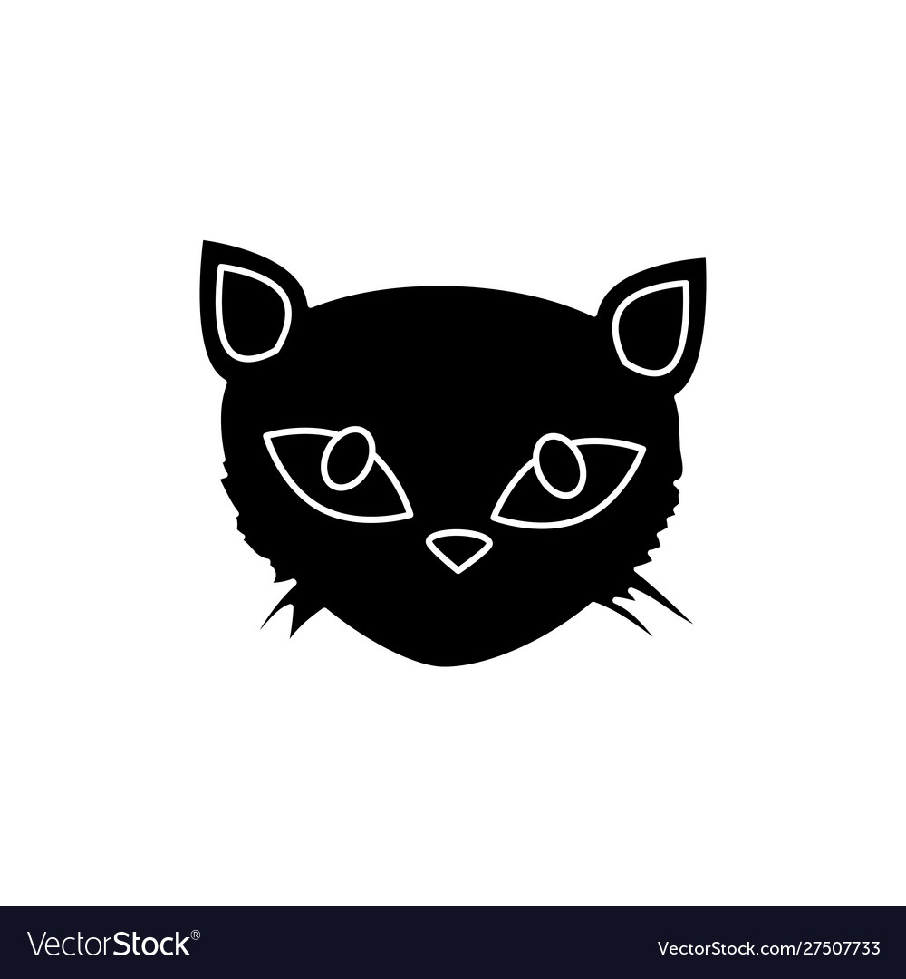 Face black cat halloween isolated icon Royalty Free Vector