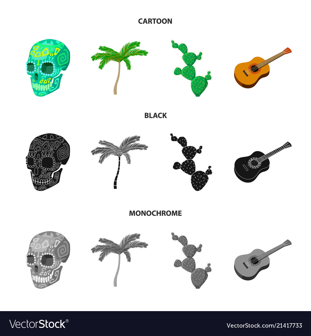 Green skull with a picture palm tree guitar