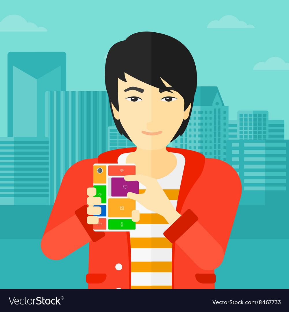 Man with modular phone