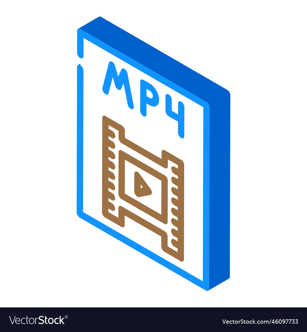 Mp4 file format document isometric icon vector image Mp4 file format document isometric icon