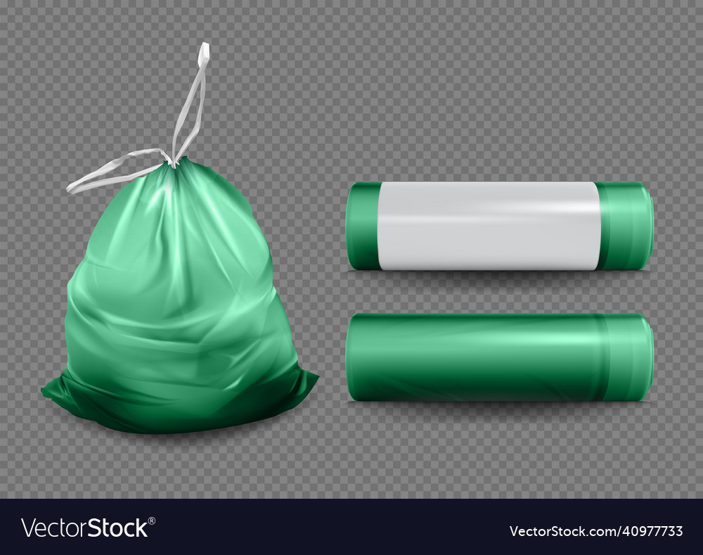 Realistic detailed 3d different plastic trash bag