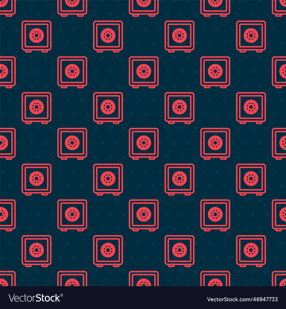 Red line safe icon isolated seamless pattern vector image Red line safe icon isolated seamless pattern