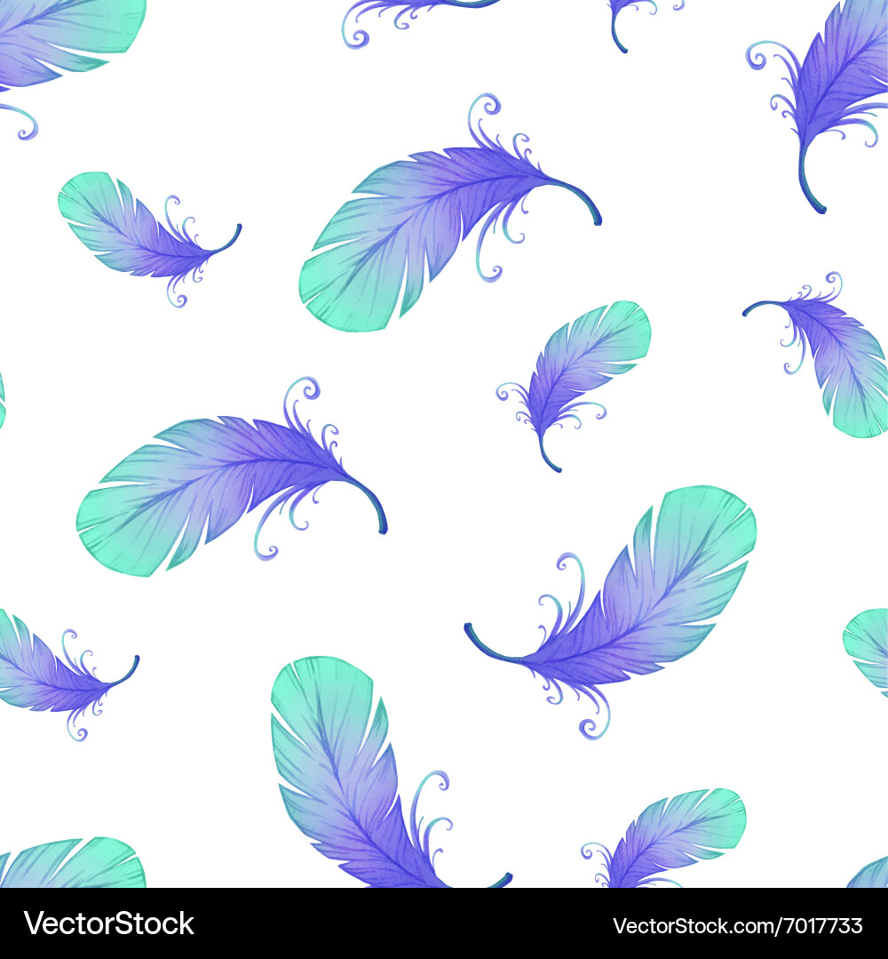 Seamless pattern with bird feathers Royalty Free Vector