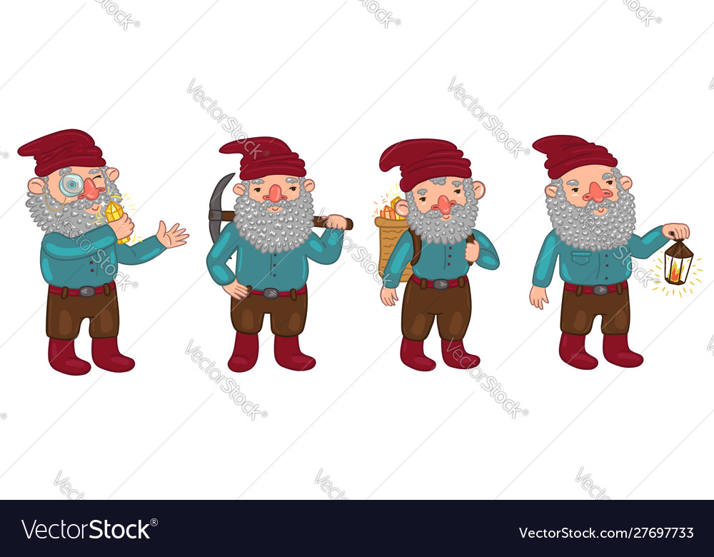 Set dwarfs isolated on a white background Vector Image Set dwarfs isolated on a white background