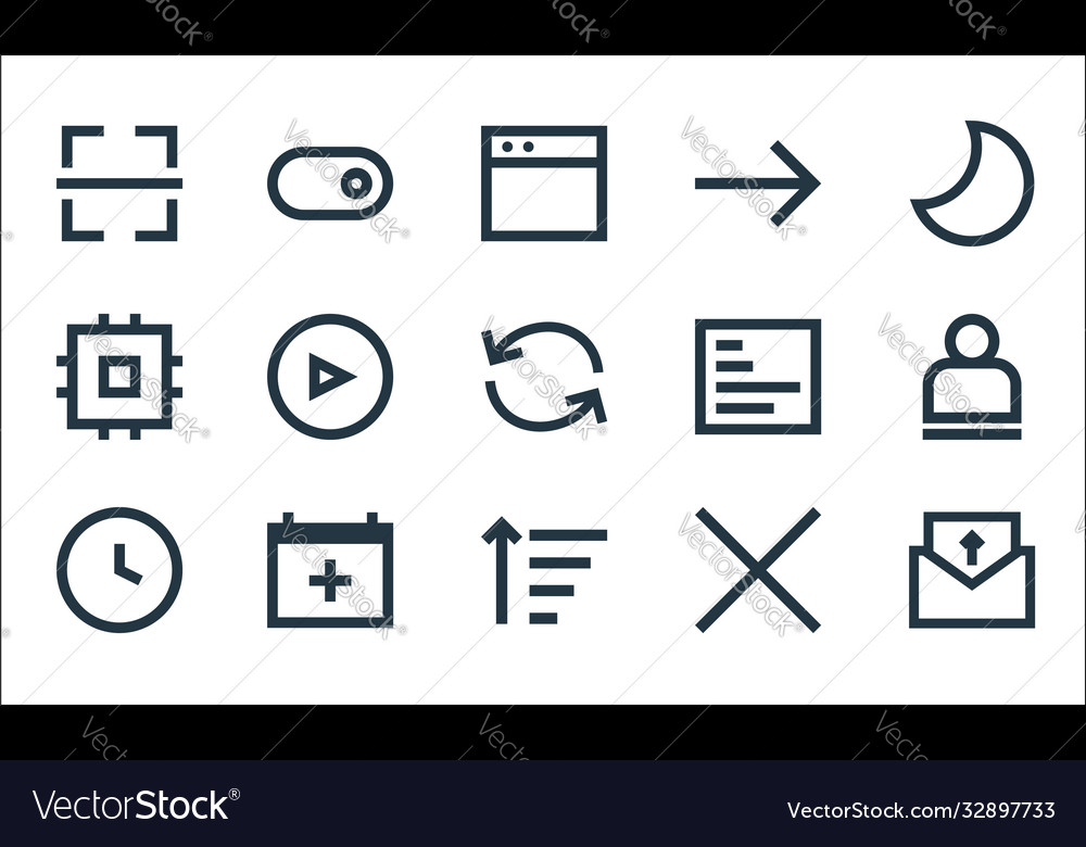 User interface line icons linear set quality vector image User interface line icons linear set quality