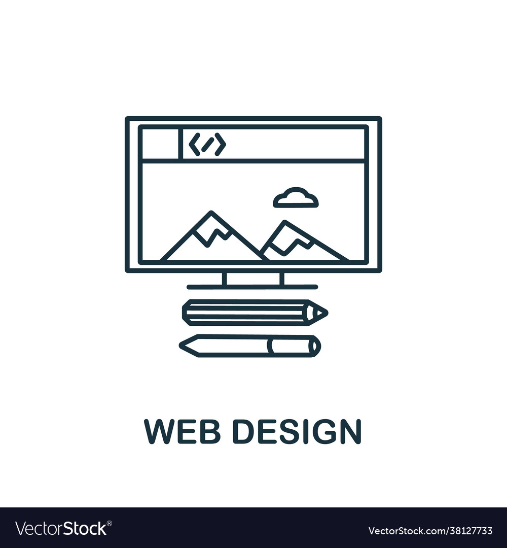 Web design icon simple line element vector image Web design icon simple line element