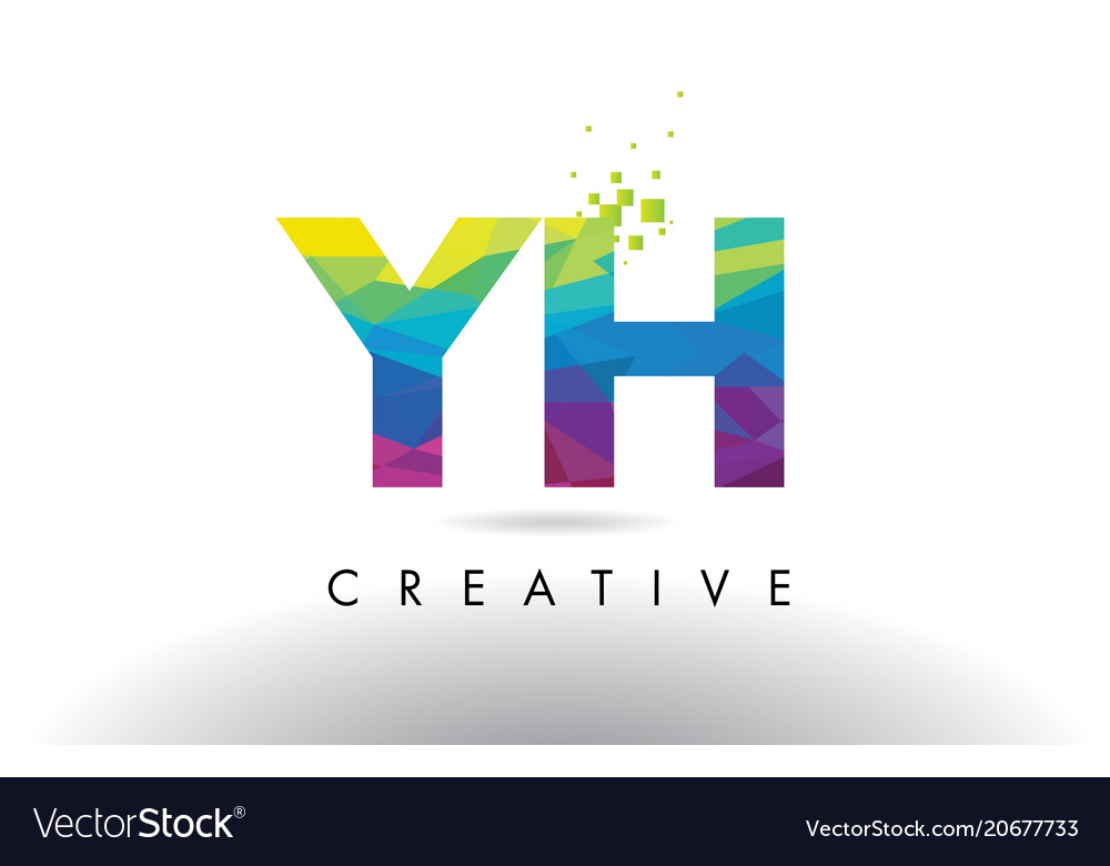 Yh y h colorful letter origami triangles design Vector Image