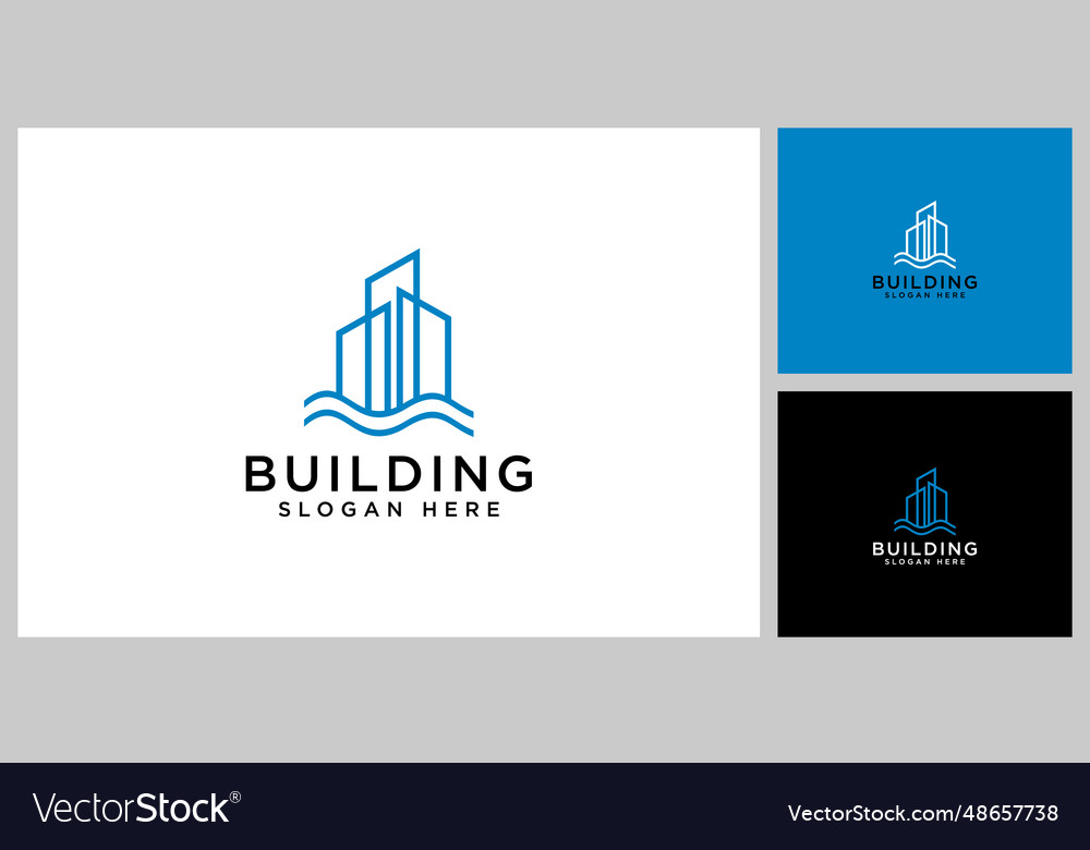 Building logo line style vector image Building logo line style