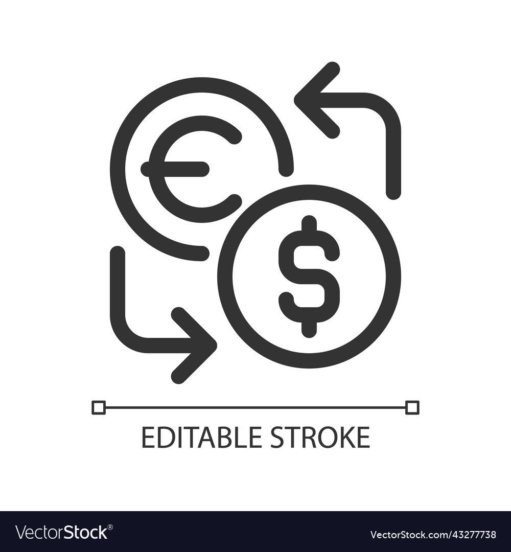 Currency exchange pixel perfect linear ui icon vector image Currency exchange pixel perfect linear ui icon