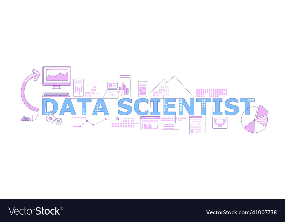 Data scientist word concepts thin Vector Image Data scientist word concepts thin