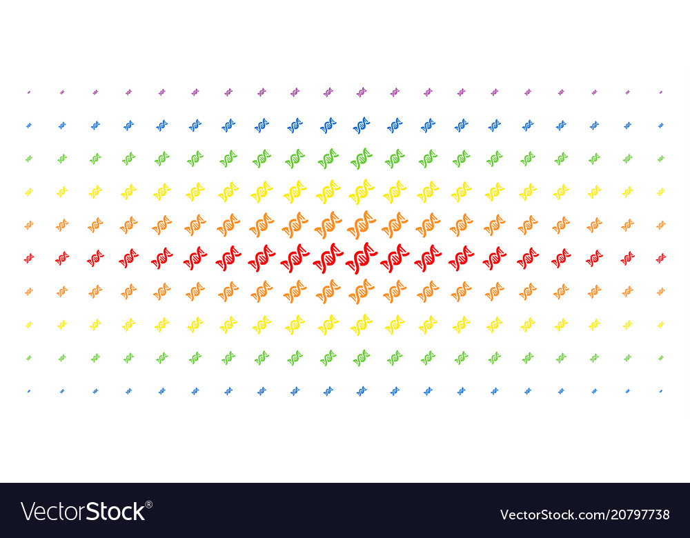 Dna spiral spectral halftone array vector image Dna spiral spectral halftone array