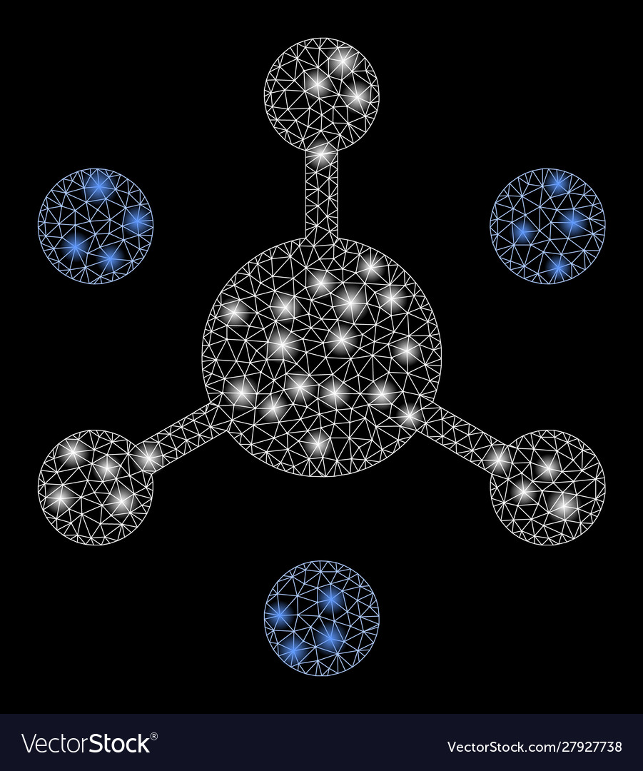 Glossy mesh network data with flare spots vector image Glossy mesh network data with flare spots