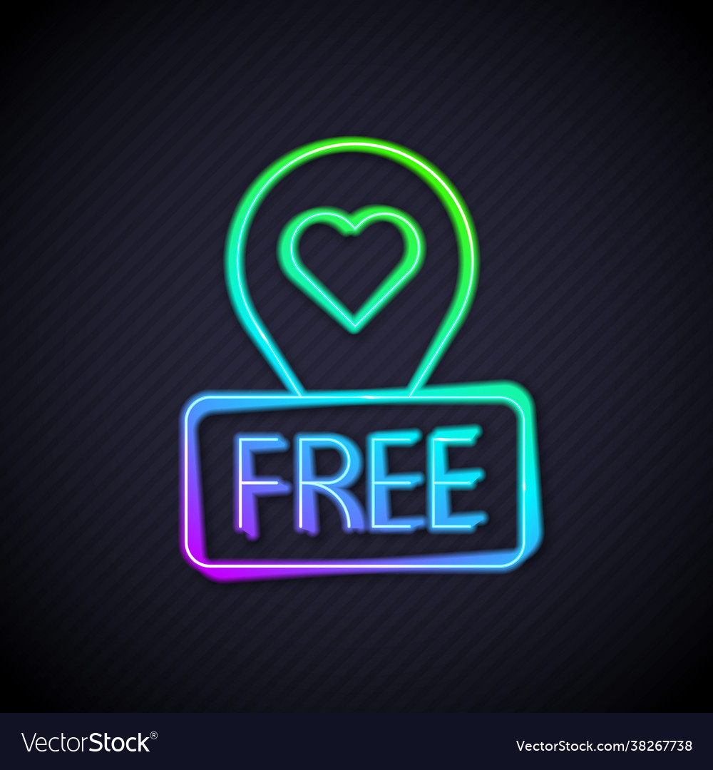 Glowing neon line map pointer with heart icon vector image Glowing neon line map pointer with heart icon