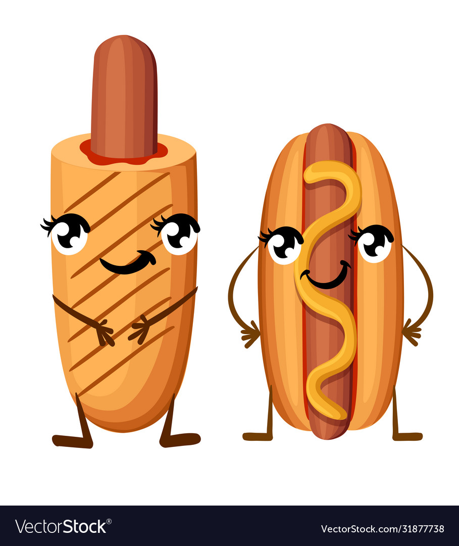 Hot dog with mustard and corn ketchup vector image Hot dog with mustard and corn ketchup