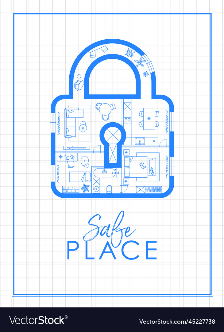 Lock construction drawing Royalty Free Vector Image