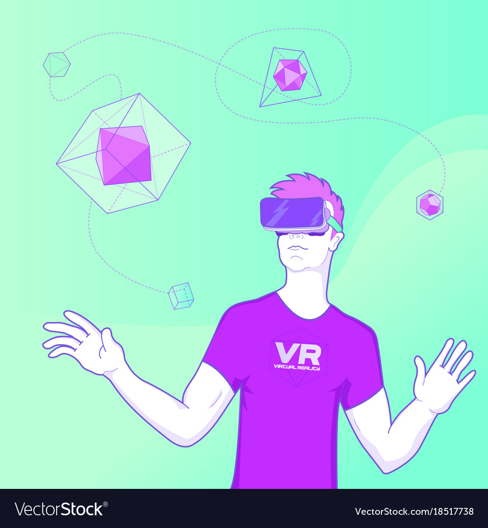 Man using virtual reality glasses concept